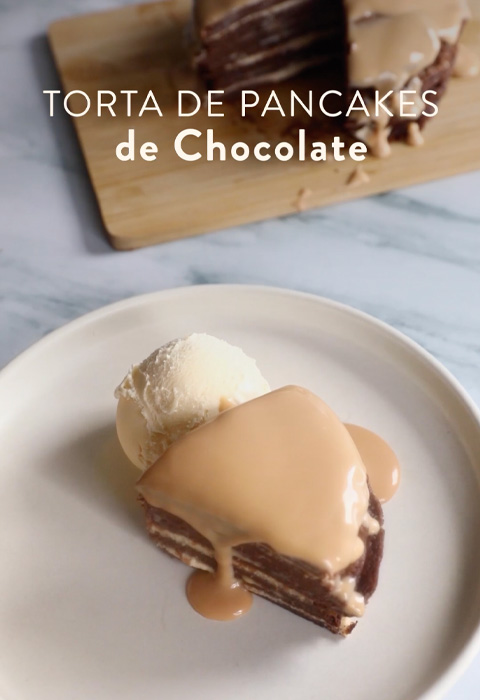 Torta de Pancakes de Chocolate