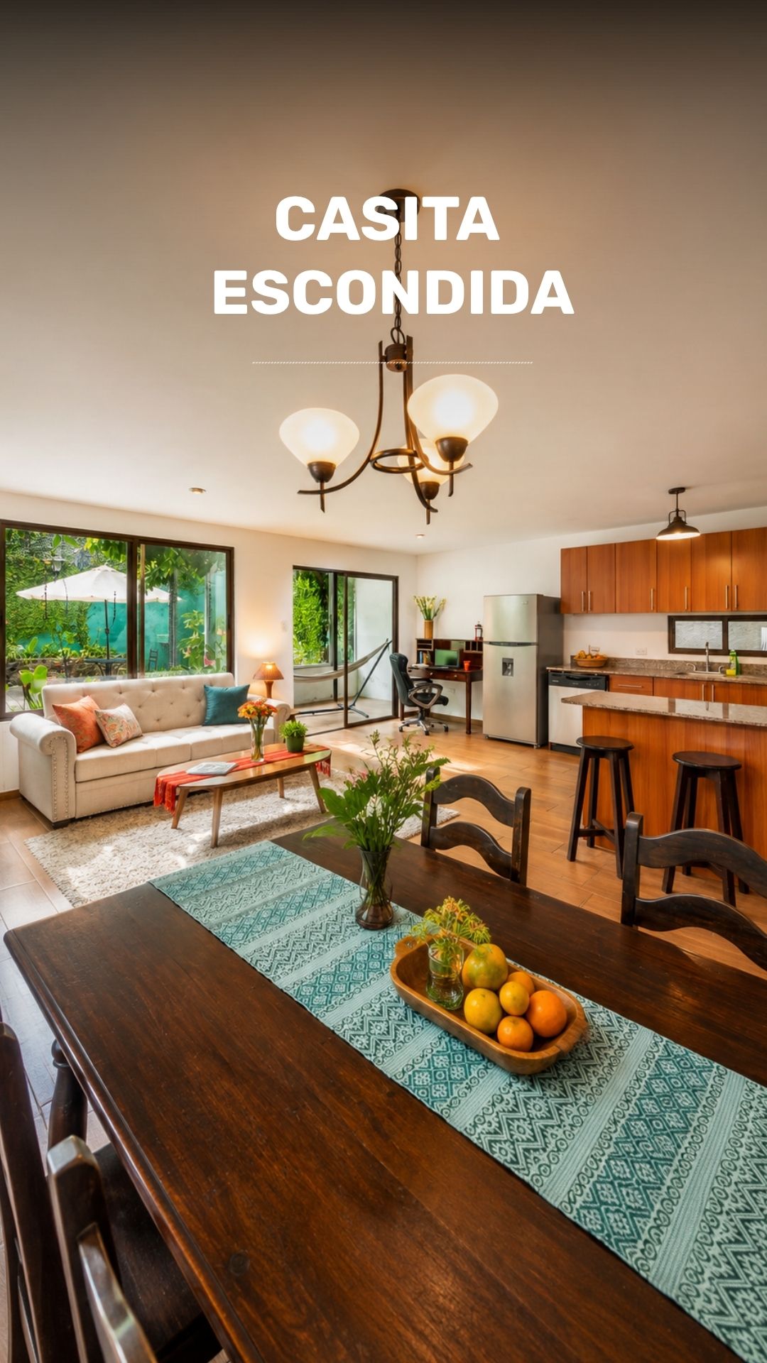 Central, family-style home for eight video