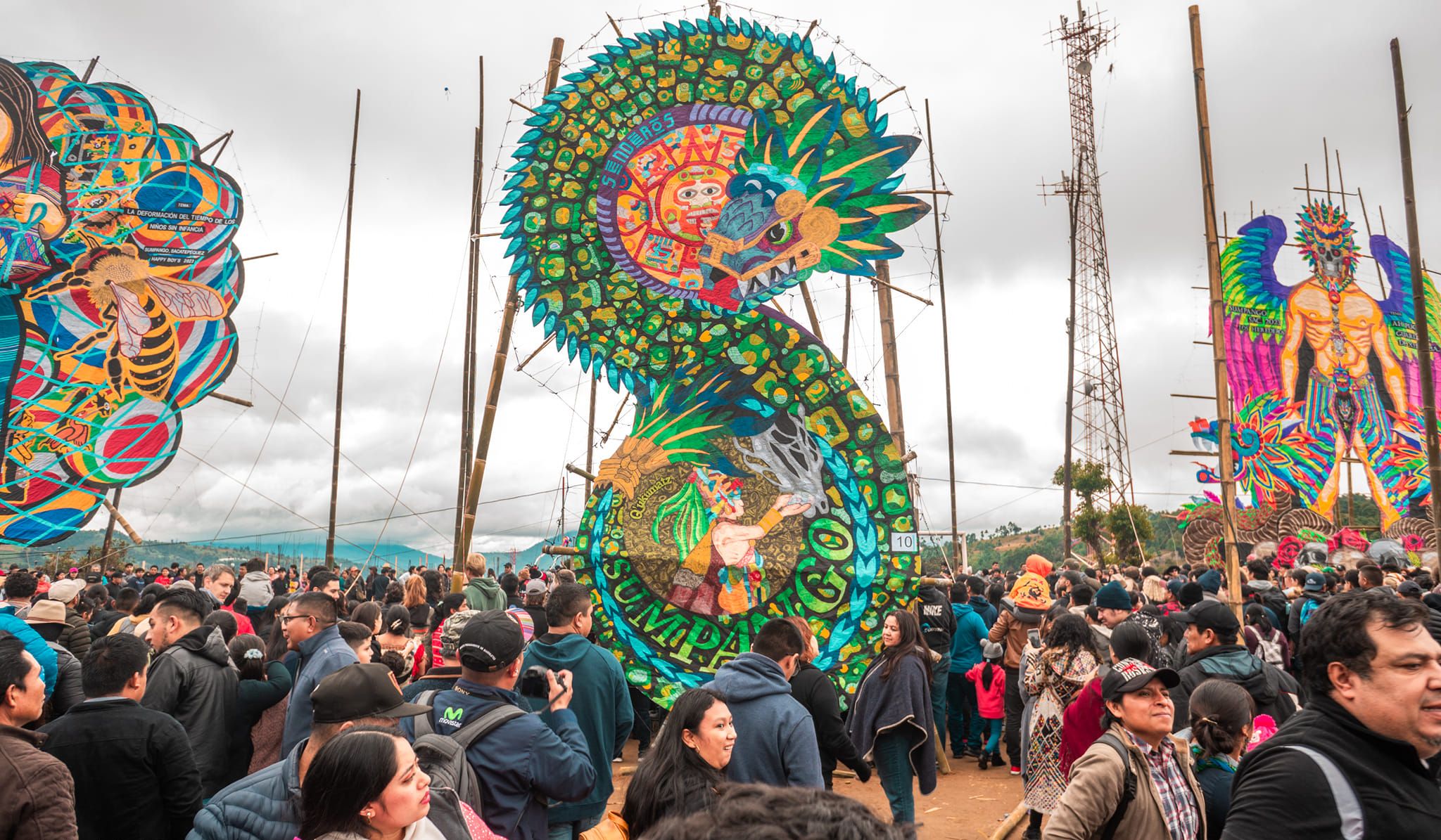 November in Guatemala is a month full of color, tradition and connection with the country's cultural roots. The month begins with All Saints' Day and All Souls' Day (November 1 and 2), when Guatemalan families gather in cemeteries to honor their deceased loved ones. The graves are decorated with flowers, candles and shared; 
The traditional Fiambre, a dish that mixes more than 50 ingredients, as a symbol of family unity.
![types-of-fiambre-that-are-made-in-guatemala-para-el-dia-de-todos-los-antos.jpg](https://s3.us-south.cloud-object-storage .appdomain.cloud/bucket-travelisimo/tipos_de_fiambre_que_se_hacen_en_guatemala_para_el_dia_de_todos_los_santos_4183970c5d)

One of the most fascinating traditions is the Giant Kite Festival in Sumpango and Santiago Sacatepéquez. These colorful and enormous kites, which reach 20 meters in diameter, rise to the sky as a sign of respect for the spirits that visit us during these days.

![slide-2023-003.jpg](https://s3.us-south.cloud-object-storage.appdomain.cloud/bucket-travelisimo/slide_2023_003_8764f89b7a)

In the highlands, Todos Santos Cuchumatán celebrates the historic Race of the Ribbons, where local riders, in typical costumes, compete in an event that mixes bravery and tradition, a true spectacle that attracts locals and tourists alike. 