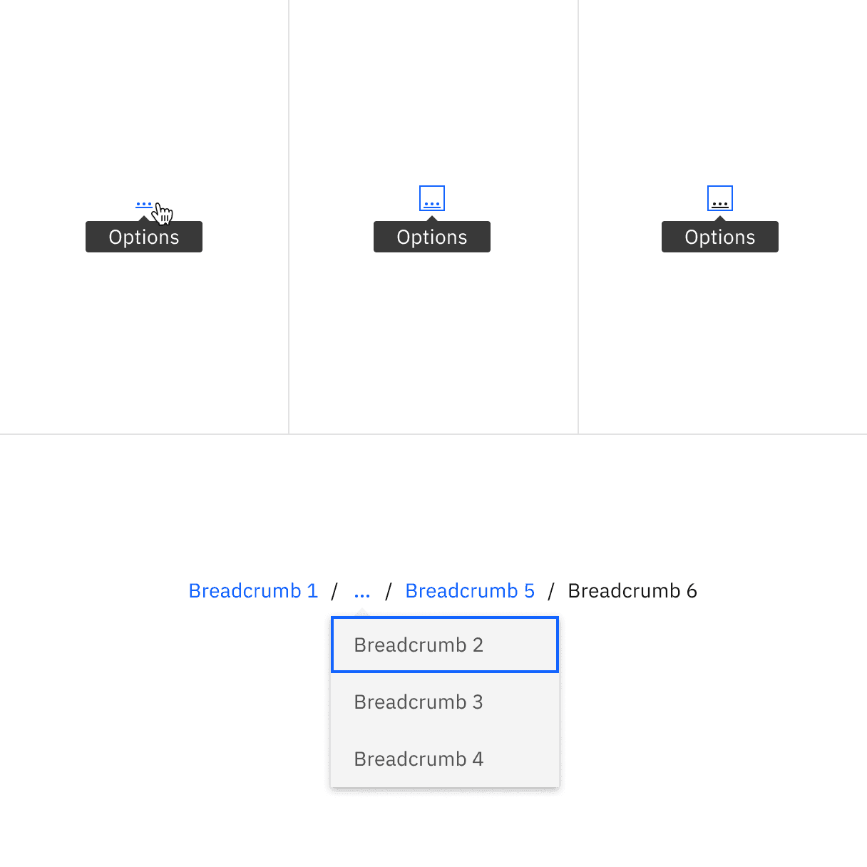 Breadcrumb overflow interactive state color