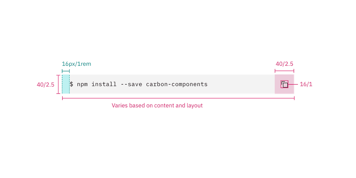 Structure and spacing measurements for code snippet
