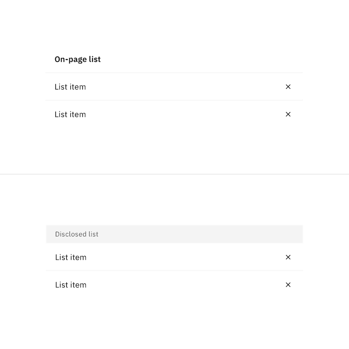 Contained list variants