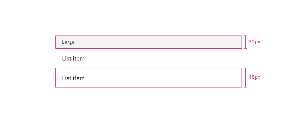 Sizes for contained list disclosed variant