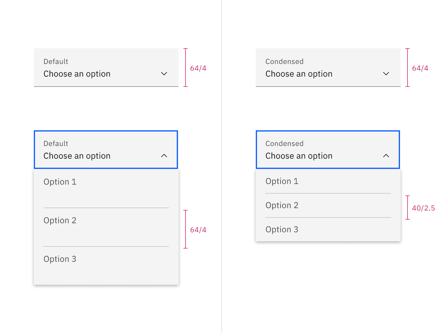 Sizes for dropdown