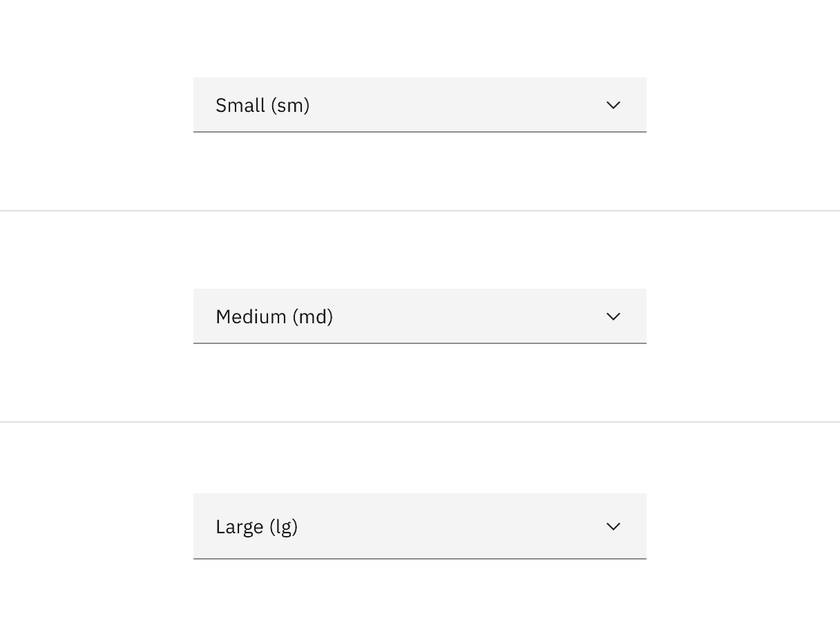 Dropdown sizes in the default style