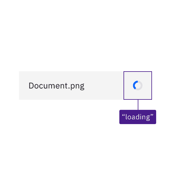 An input with a loading symbol, showing the alt text of "loading"