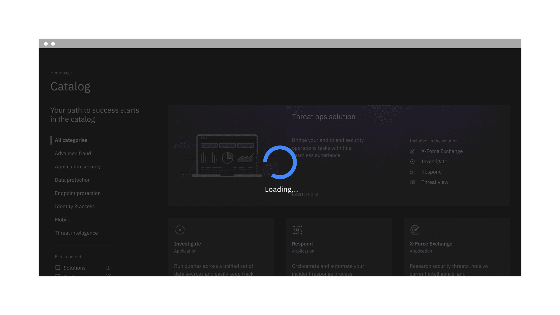 Example of the large loading indicator with label text