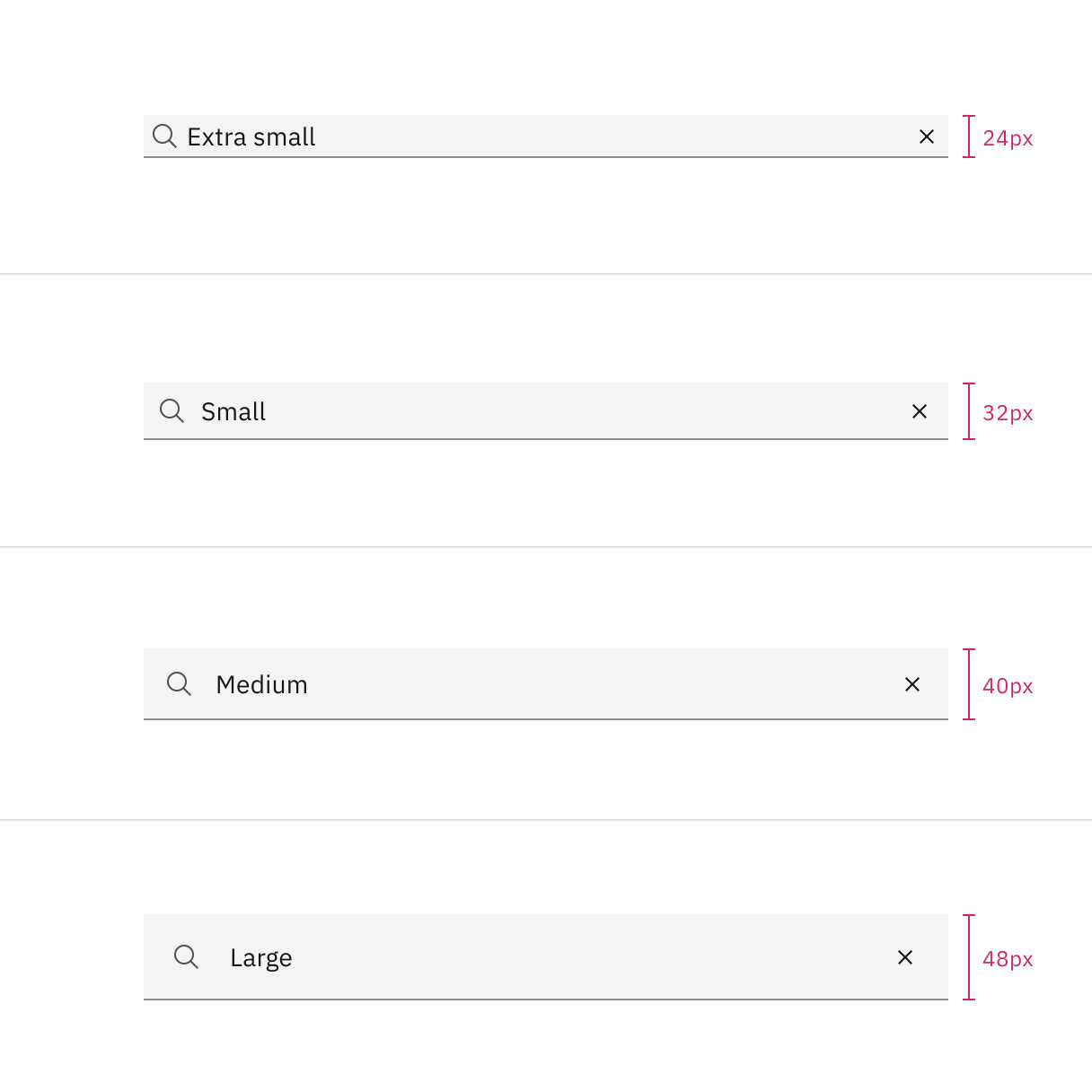 Default search sizes