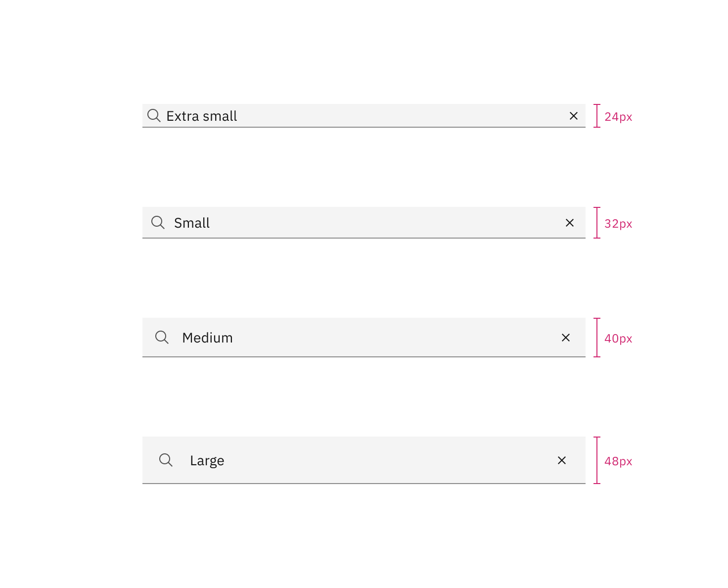 Search sizes | px / rem