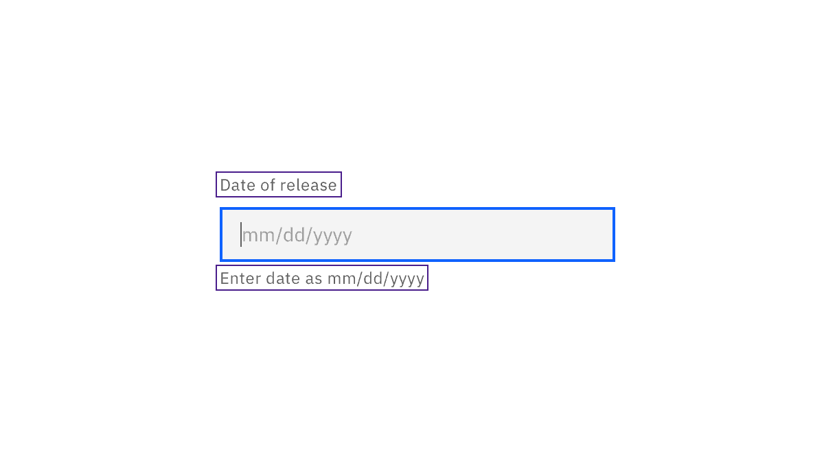 Date of release label and date input helper text are shown as being accessibly provided