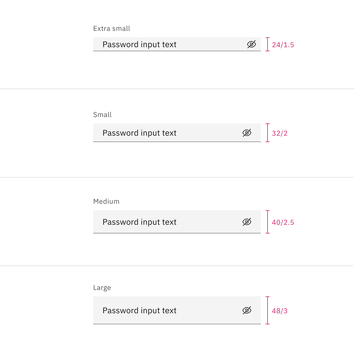 Default password text input heights