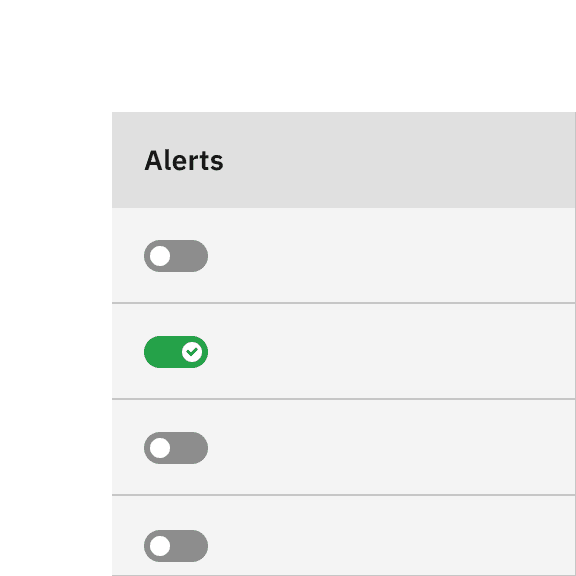 Where space is confined, use the tickmark variation in lieu of on/off text